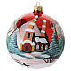 Decorazione natalizia in vetro soffiato rosso con chiesa innevata 120mm s1