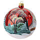 Decorazione natalizia in vetro soffiato rosso con chiesa innevata 120mm s5
