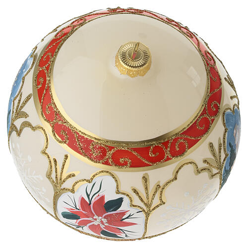 Boule de Noël en verre soufflé ivoire 150 mm avec étoile de Noël et bonhomme de neige 7