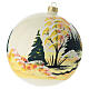 Christmas ball with painted houses and snowy landscape, blown glass, 5.9 in s4