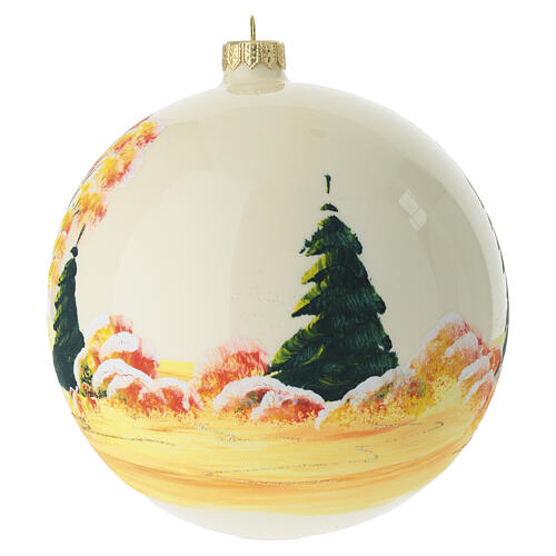 Bola de Natal em vidro soprado 150 mm com casinhas e paisagem nevada 5