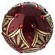 Burgundy blown glass Christmas ornament with gold decorations and red faceted gems, 3.9 in s5