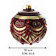 Sfera natalizia in vetro soffiato 100 mm bordeaux con decori oro e gemme rosse s3
