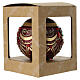 Sfera natalizia in vetro soffiato 100 mm bordeaux con decori oro e gemme rosse s6