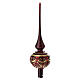 Puntale natalizio in vetro soffiato bordeaux 36 cm con decori oro e rossi s1