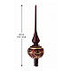 Puntale natalizio in vetro soffiato bordeaux 36 cm con decori oro e rossi s3