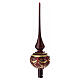 Puntale natalizio in vetro soffiato bordeaux 36 cm con decori oro e rossi s5