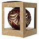 Addobbo natalizio in vetro soffiato 120 mm bordeaux con motivi oro e gemme rosse s6