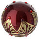 Burgundy blown glass Christmas bauble 120 mm with gold motifs and red gems s5
