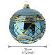Boule de Noël en verre soufflé 120 mm turquoise et or avec motifs géométriques et gemmes s3