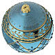 Boule de Noël en verre soufflé 120 mm turquoise et or avec motifs géométriques et gemmes s4