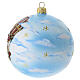 Handcrafted sky-blue blown glass Christmas ball, 3.9 in, with Father Christmas in a hot-air balloon s4