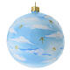 Bola de Natal em vidro soprado 100 mm azul-céu com Pai Natal em balão de ar quente s5