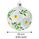 Clear blown glass bauble with white flowers and green leaves, 3.9 in s3