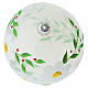 Clear blown glass bauble with white flowers and green leaves, 3.9 in s4