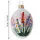Oval Christmas decoration in transparent blown glass with multicolour floral motif, 5.9x2.0 in s3