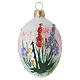 Oval Christmas decoration in transparent blown glass with multicolour floral motif, 5.9x2.0 in s5