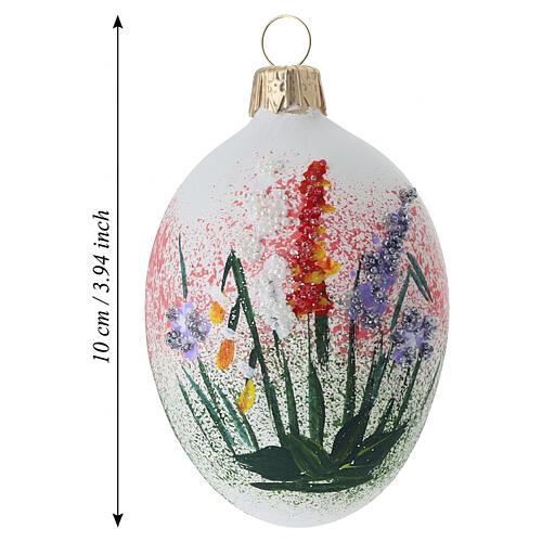 Adorno de Natal oval em vidro soprado transparente 10x5 cm motivo floral multicolorido 3
