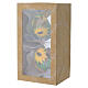 Transparent blown-glass oval Christmas ornament with yellow sunflowers and green leaves 10x6 cm s5