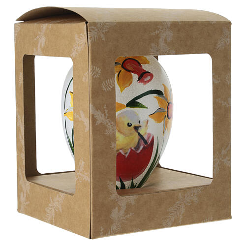 Transparent blown glass decoration with chick and yellow flowers, 5.1x3.1 in 6