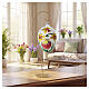 Transparent blown glass decoration with chick and yellow flowers, 5.1x3.1 in s2