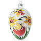 Décoration en verre soufflé transparent 13x8 cm avec poussin et fleurs jaunes s1