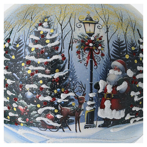 Sfera natalizia in vetro soffiato 150 mm con Babbo Natale e paesaggio innevato 4