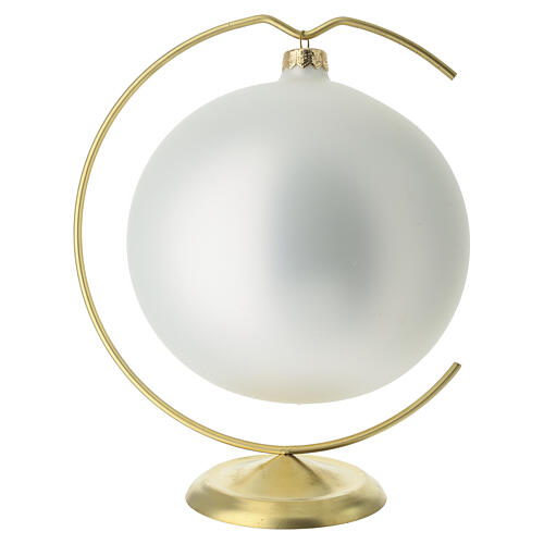 Bola de Natal de vidro soprado 150 mm com Pai Natal e paisagem nevada 6