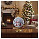 Christmas ball of blown glass, 5.9 in, silver with red church and snowy landscape s2