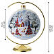 Christmas ball of blown glass, 5.9 in, silver with red church and snowy landscape s3