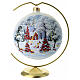 Boule pour sapin en verre soufflé 150 mm argentée église rouge et paysage enneigé s1