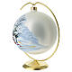 Boule pour sapin en verre soufflé 150 mm argentée église rouge et paysage enneigé s5