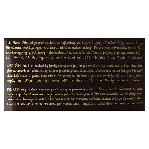 Blown glass Christmas ball, 5.9 in, gold with Nativity 8