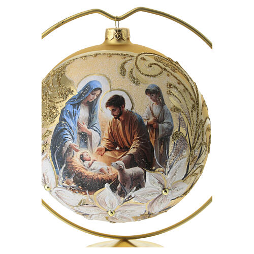 Boule de Noël verre soufflé or Nativité 150 mm 4