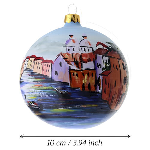 Blown-glass Christmas bauble, 3.9 in, with seaside village and coloured houses 3