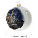 Boule de Noël en verre soufflé 100 mm bleu nuit avec cathédrale dorée et silhouette urbaine s3