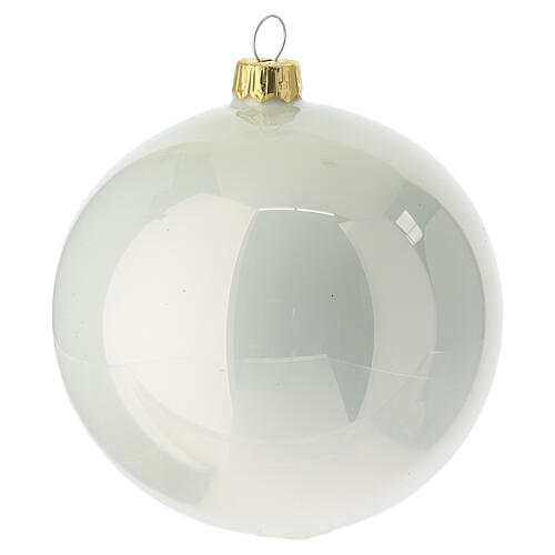 Palla di Natale in vetro soffiato 100 mm blu notte con cattedrale dorata e skyline 5