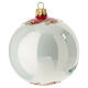 Blown glass Christmas bauble, white with red cardinals and berries, 3.9 in s4