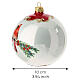 Boule de Noël en verre soufflé 10 cm blanche avec cardinaux rouges et baies s3