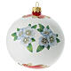 Boule de Noël en verre soufflé 100 mm blanche avec anges et décors floraux rouges s4
