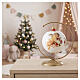 Sfera di Natale in vetro soffiato 100 mm bianca con angeli e decori floreali rossi s2