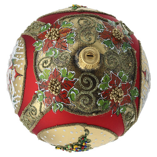 Pallina rossa 200 mm decoro albero Natale chiesa dipinta a mano vetro soffiato 6