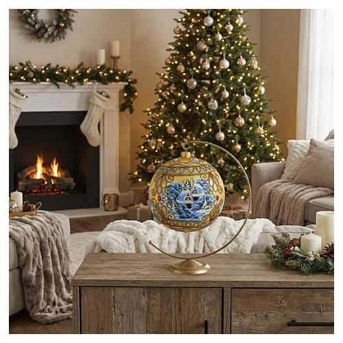 Pallina oro 200 mm case albero dipinta a mano vetro soffiato 2
