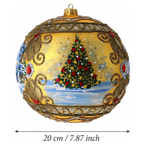 Pallina oro 200 mm case albero dipinta a mano vetro soffiato 3