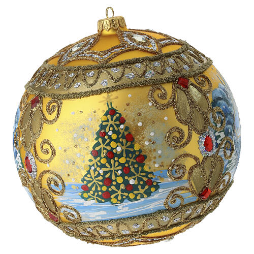 Pallina oro 200 mm case albero dipinta a mano vetro soffiato 5