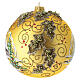 Boule de Noël dorée paysage houx en perles dorées 150 mm verre soufflé peinte à la main s4