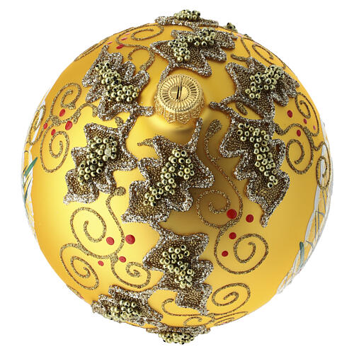 Pallina dorata paesaggio agrifoglio in perline oro 150 mm dipinta vetro soffiato 6