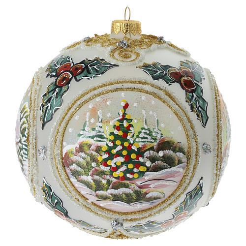 Boule de Noël transparente mate 4 scènes paysagères 150 mm peinte à la main verre soufflé 5