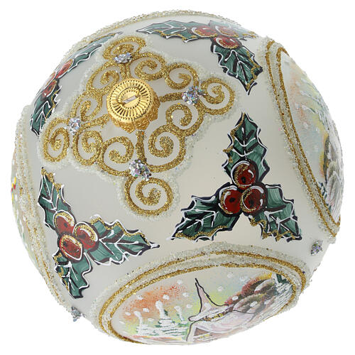 Boule de Noël transparente mate 4 scènes paysagères 150 mm peinte à la main verre soufflé 6