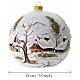 Pallina bianca paesaggio toni del marrone 150 mm decorata a mano vetro soffiato s3